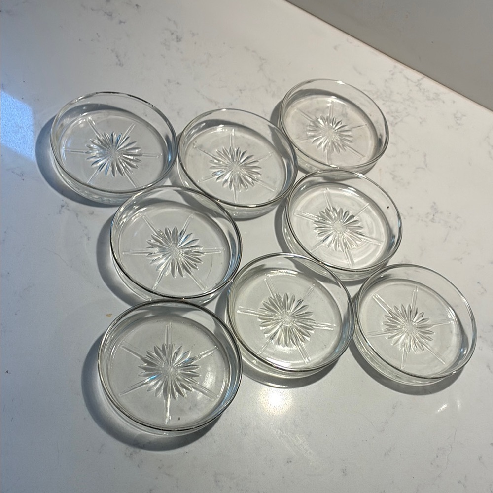 Vintage Hazel-Atlas Daisy Clear Crystal Coasters - Set of 8